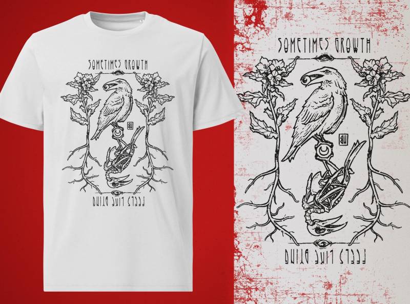 Crow Of Growth T-Shirt | Black Print von UrbanMysticArt