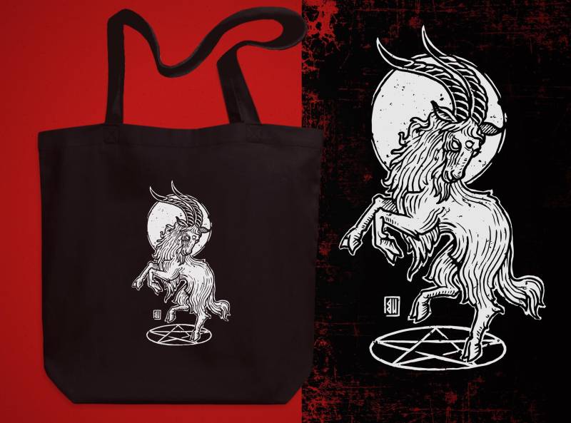 Dancing Goat Tote Bag | White Print Dancing Goat Tote Bag | White Print von UrbanMysticArt