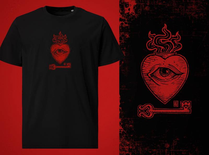 Flaming Heart T-Shirt von UrbanMysticArt