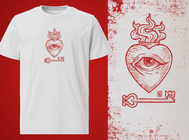 Flaming Heart T-Shirt von UrbanMysticArt