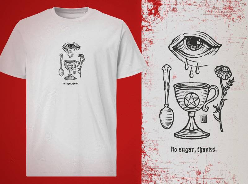 Tears Cup T-Shirt | Black Print von UrbanMysticArt