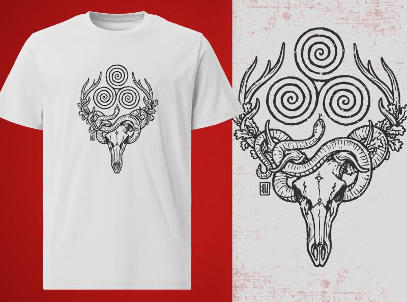 The Antlered Crown T-Shirt | White Print von UrbanMysticArt