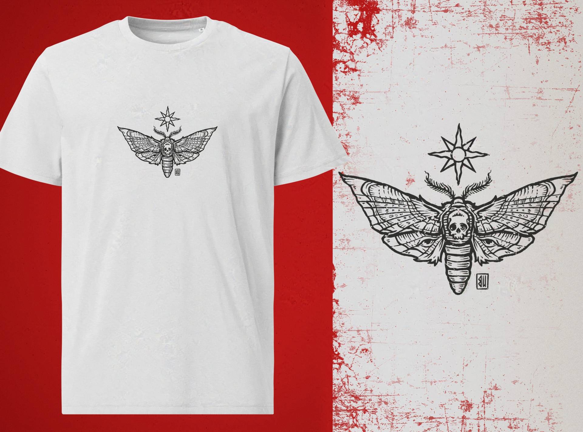 star Moth T-Shirt | Black Print von UrbanMysticArt