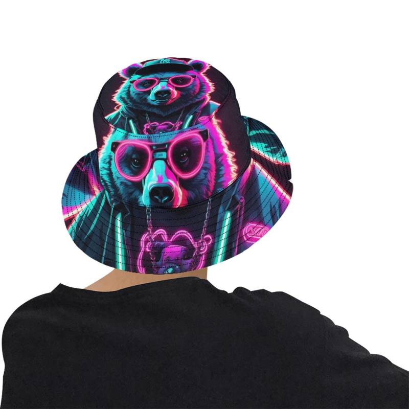 Anglerhut Gangsta Neon Bear Comics Cartoon von UrbanShopEU