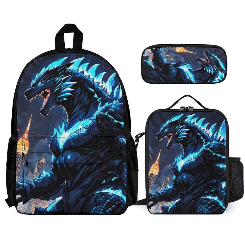 Backpack Set Godzilla Lunch Box Pencil Case Gojira Bag Kaiju Godzillas Rucksack von UrbanShopEU