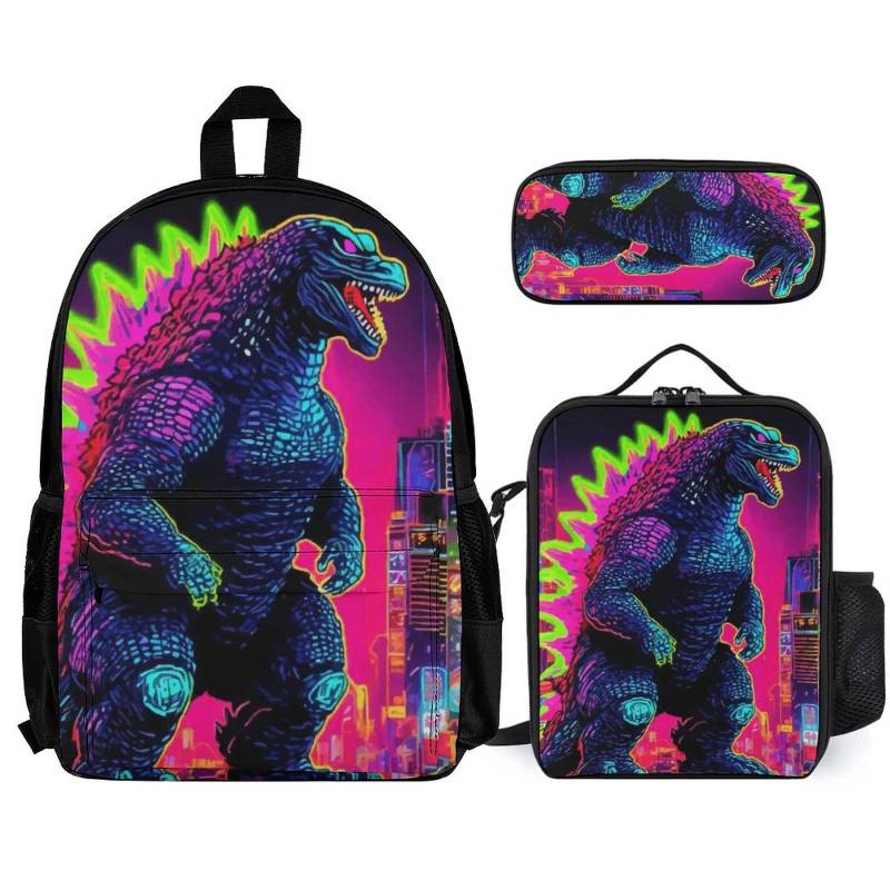 Backpack Set Godzilla Pencil Case Gojira Bag Kaiju Lunch Godzillas Rucksack Box von UrbanShopEU