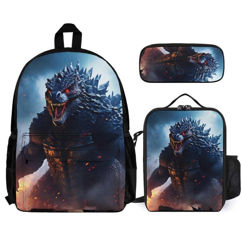 Backpack Set Godzilla Pencil Case Gojira Bag Kaiju Lunch Godzillas Rucksack Box von UrbanShopEU