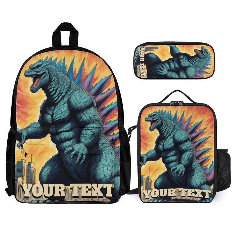 Backpack Set Godzillas Personalisiert Rucksack Godzilla Lunch Box Ihr Name Pencil Case Gojira Bag Kaiju Geschenk von UrbanShopEU