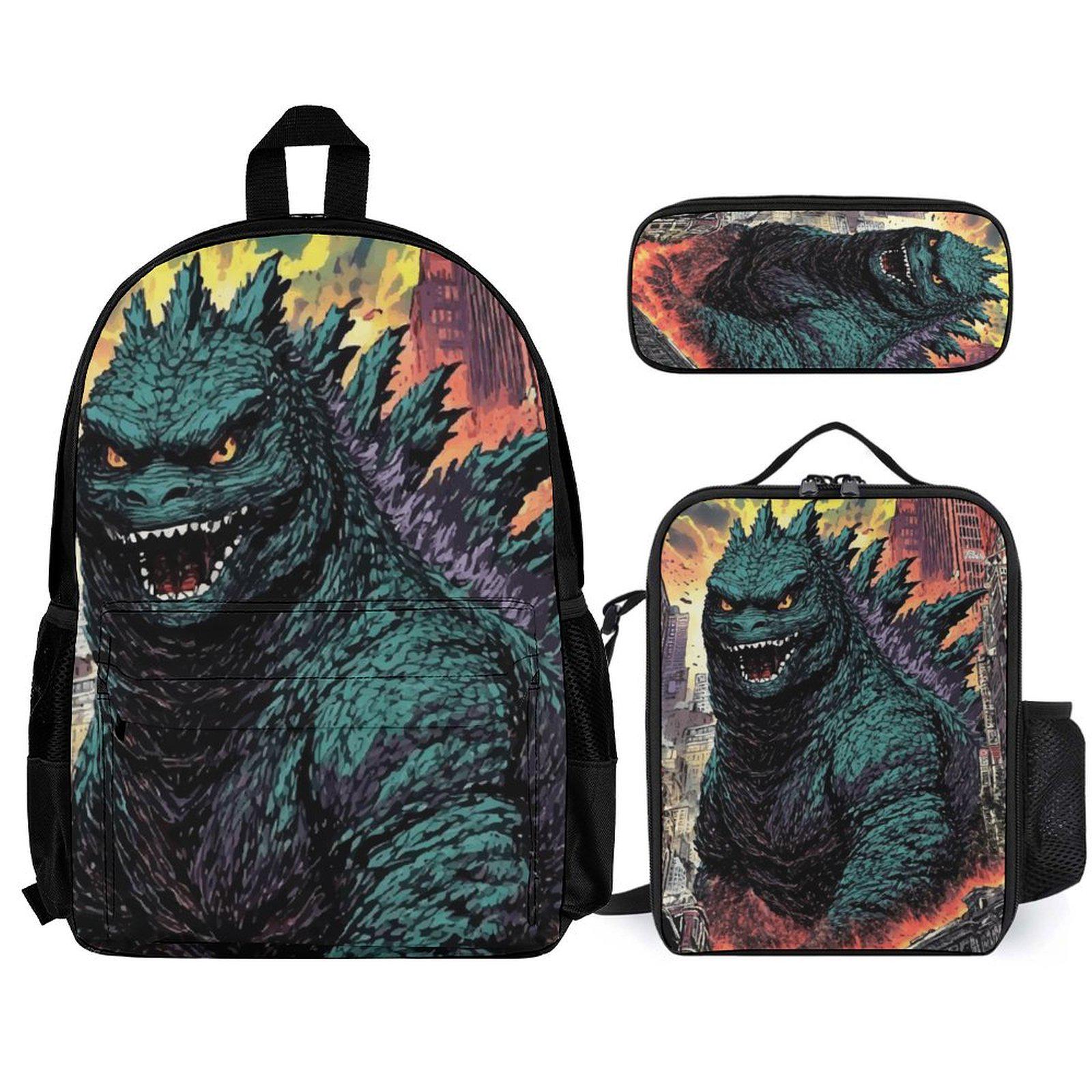 Backpack Set Godzillas Rucksack Godzilla Geshenk Lunch Box Pencil Case Gojira Bag von UrbanShopEU
