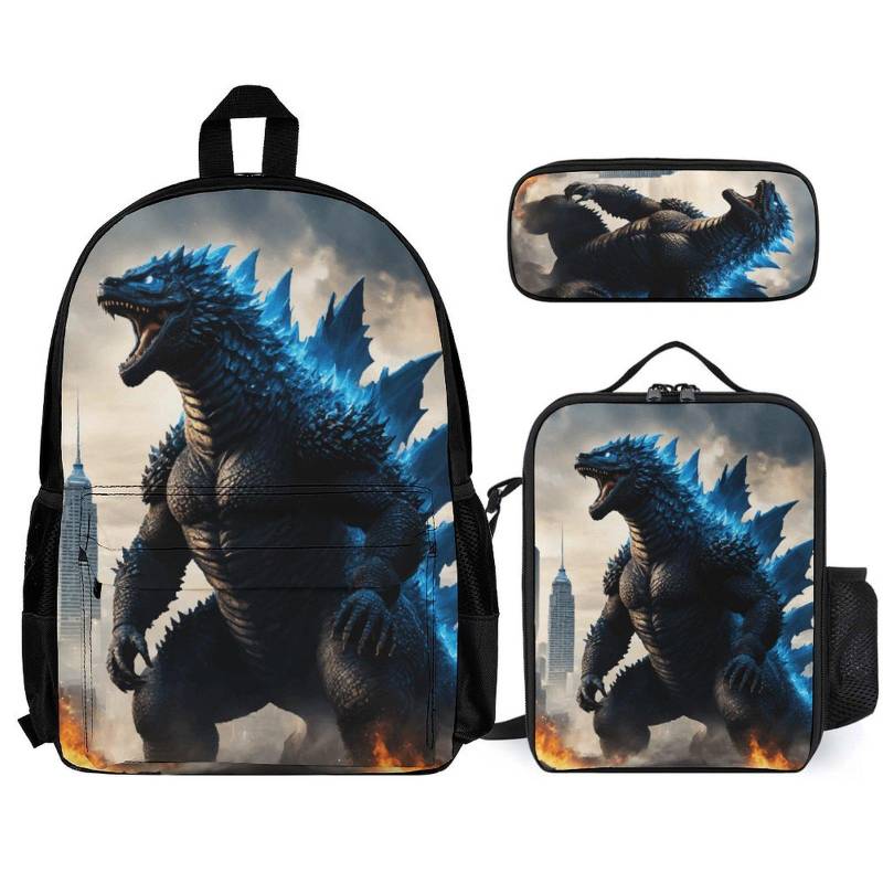 Backpack Set Godzillas Rucksack Godzilla Lunch Box Pencil Case Gojira Bag Kaiju Monster Comics von UrbanShopEU