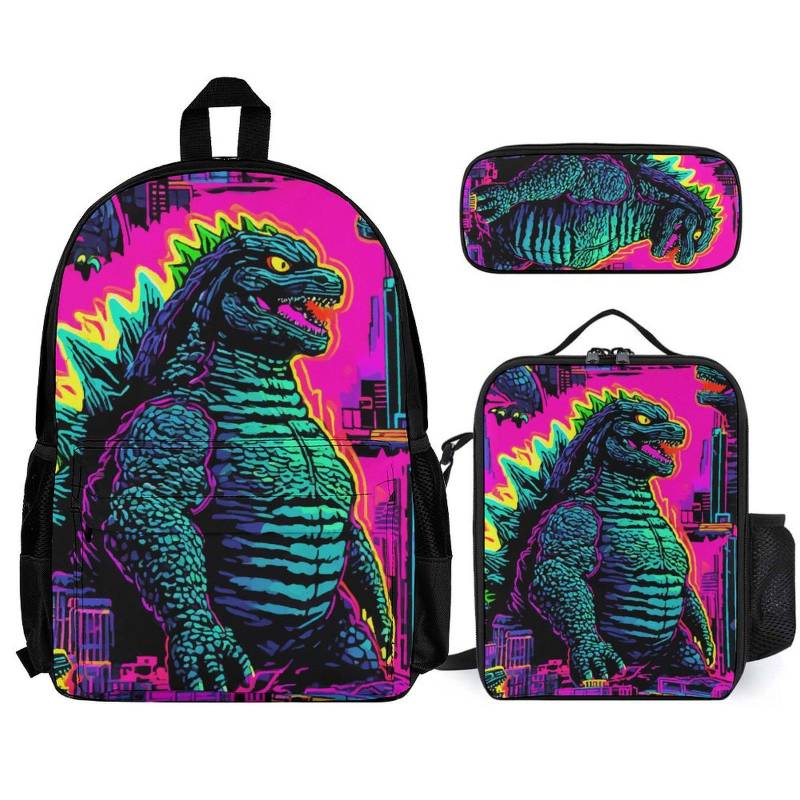 Backpack Set Gojira Bag Kaiju Lunch Godzillas Rucksack Godzilla Box Pencil Case von UrbanShopEU