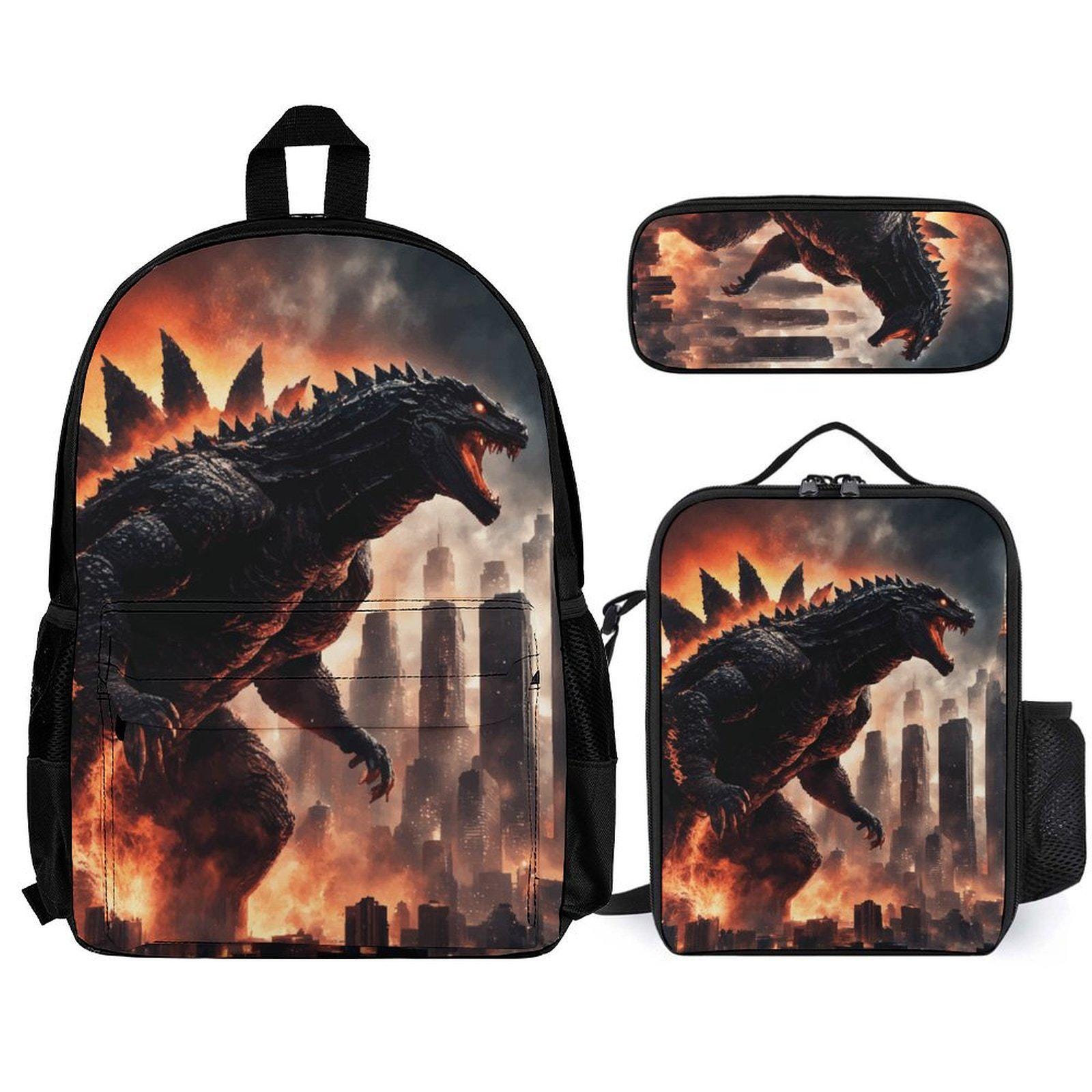 Backpack Set Kaiju Lunch Bag Godzillas Rucksack Godzilla Box Pencil Case Gojira von UrbanShopEU