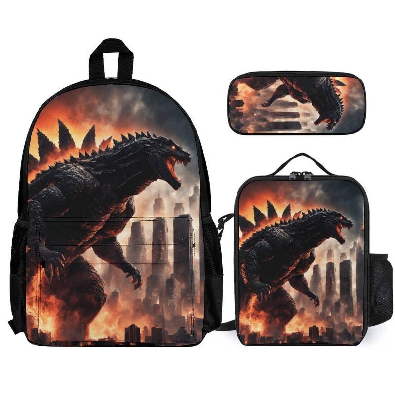 Backpack Set Kaiju Lunch Bag Godzillas Rucksack Godzilla Box Pencil Case Gojira von UrbanShopEU