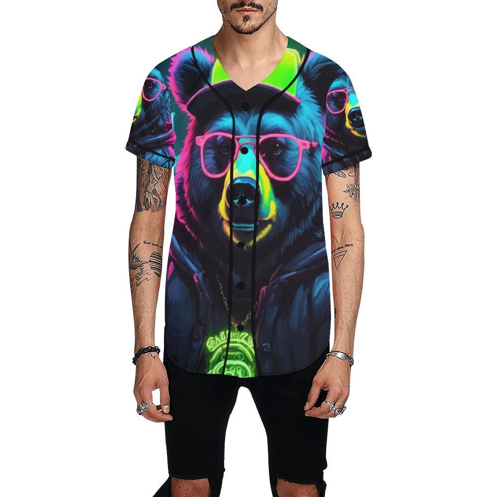 Basketball Jersey Men Bear Gangster Neon Gangsta von UrbanShopEU