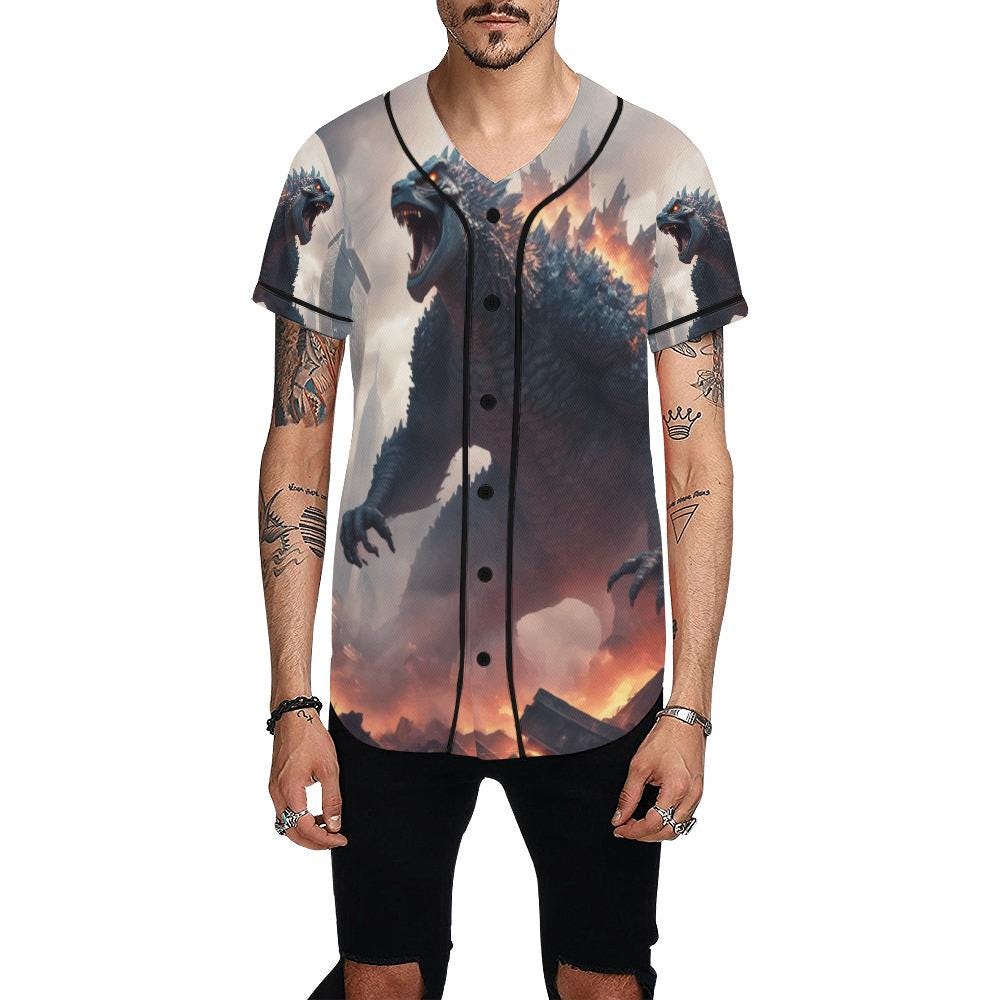 Basketball Jersey Men Godzilla Shirt Kaiju Gojira Tshirt Art Vintage Tshirt Cartoon Monster Godzillas von UrbanShopEU