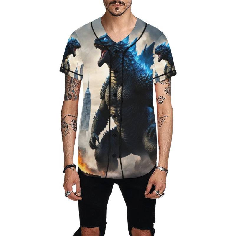 Basketball Jersey Men Godzilla Shirt Kaiju Gojira Tshirt Art Vintage Tshirt Cartoon Monster von UrbanShopEU