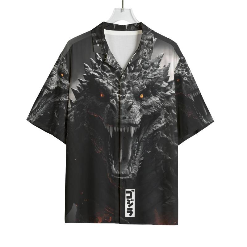Godzilla Button Down Hemd Gojira Personalisiert Kaiju Shirt Herren Hawaiihemd Tshirt Monster Geschenk von UrbanShopEU