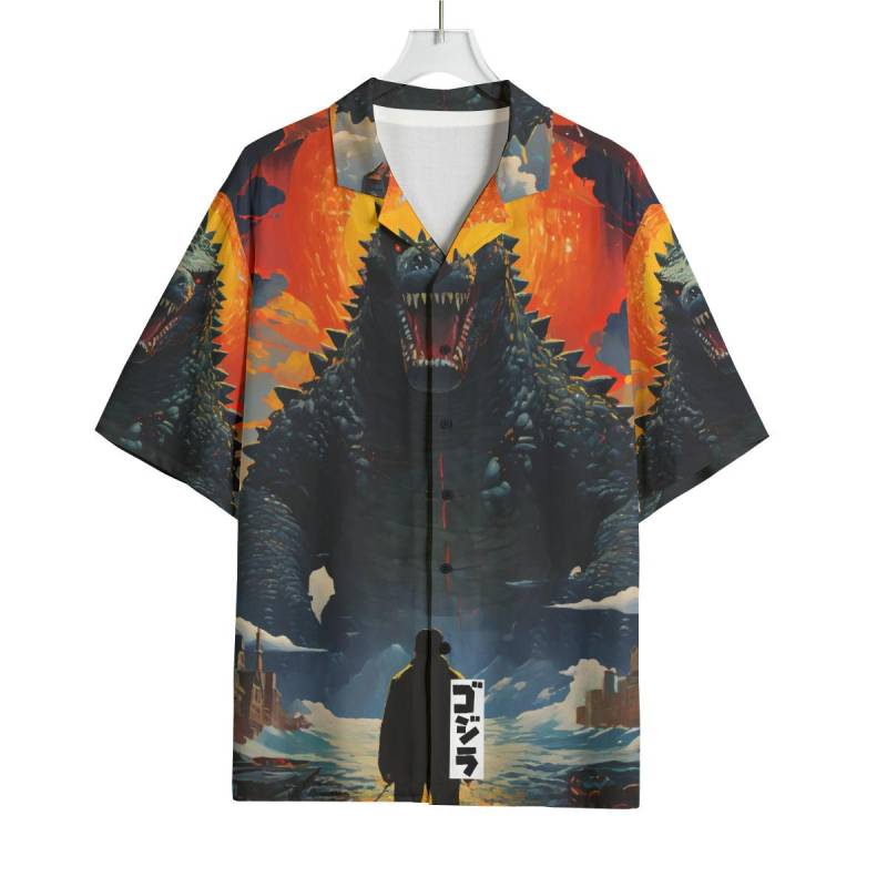 Godzilla Button Down Hemd Personalisiert Kaiju Shirt Herren Hawaiihemd Tshirt Monster Gojira Geschenk von UrbanShopEU