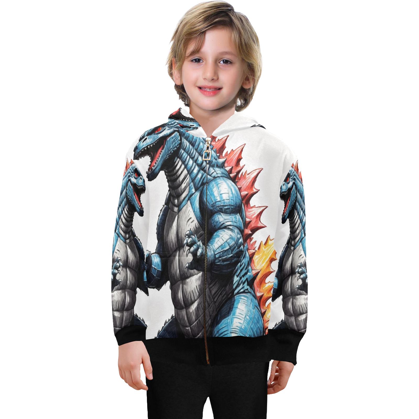 Hoodie Mit Reißverschluss Jungen Kaiju Retro Neon Cartoon Comics Gojira Hoodies Art Kids Monster Godzilla von UrbanShopEU