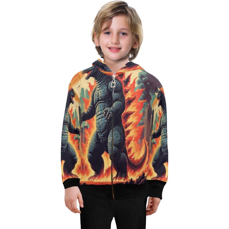 Hoodie Mit Reißverschluss Jungen Kids Godzilla Kaiju Gojira von UrbanShopEU