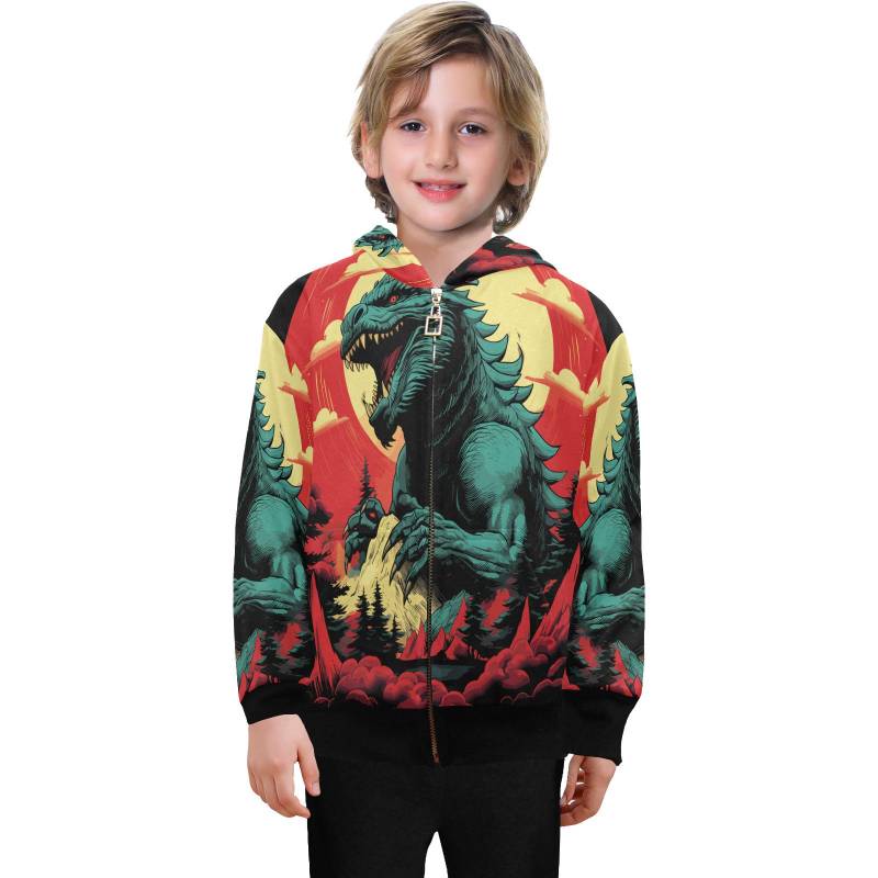 Hoodie Mit Reißverschluss Jungen Kids Retro Cartoon Comics Gojira Hoodies Godzilla Japan Kaiju von UrbanShopEU