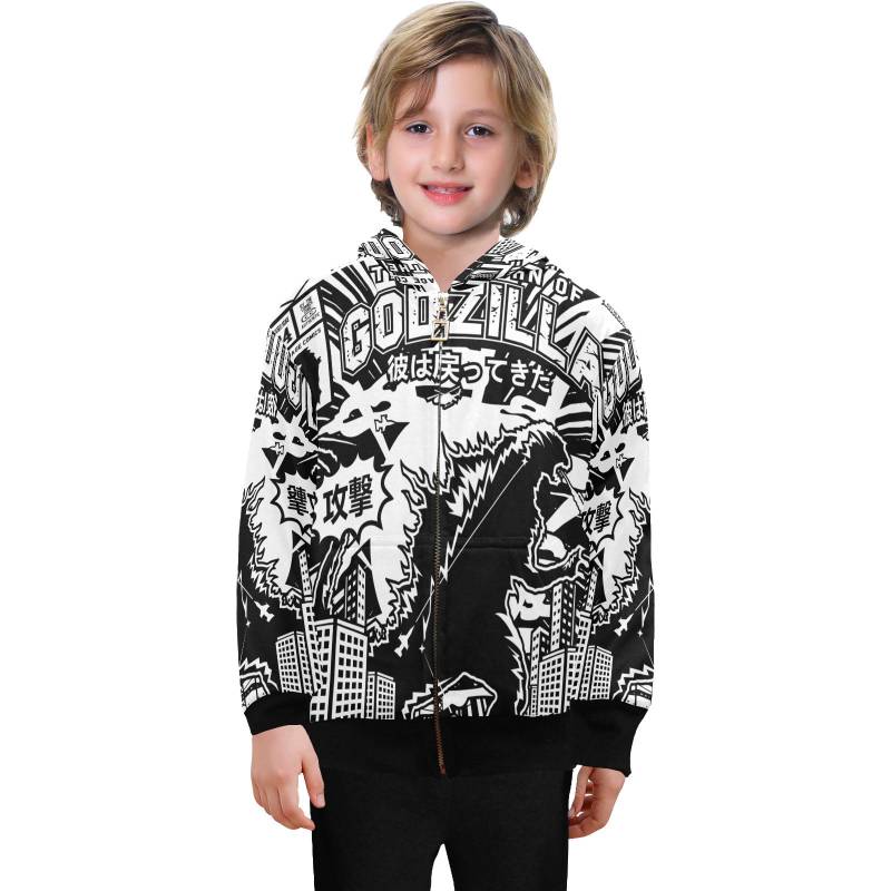 Hoodie With Zipper Boys Kids Comics Gojira Hoodies Godzilla Japan Kaiju Retro Cartoo von UrbanShopEU