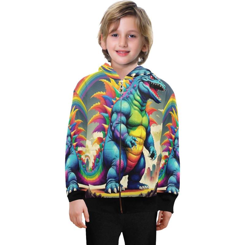 Hoodie With Zipper Boys Kids Godzilla Sweatshirt Gojira Retro Cartoon Kaiju Comics von UrbanShopEU