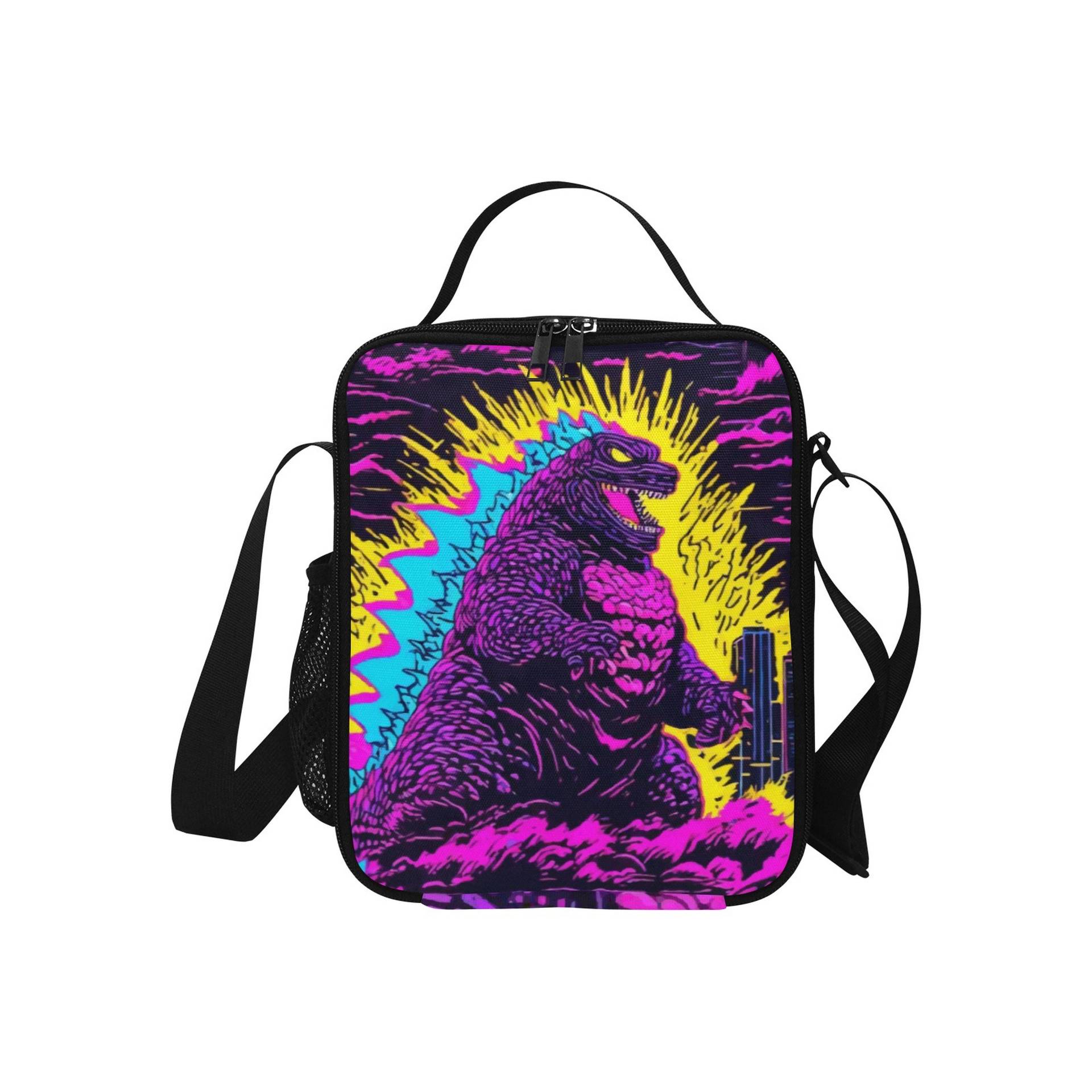 Isolierte Lunch Tasche Für Kinder Zum Umhängen Godzilla Gojira Kaiju Art Japan Neon Comics Cartoon von UrbanShopEU