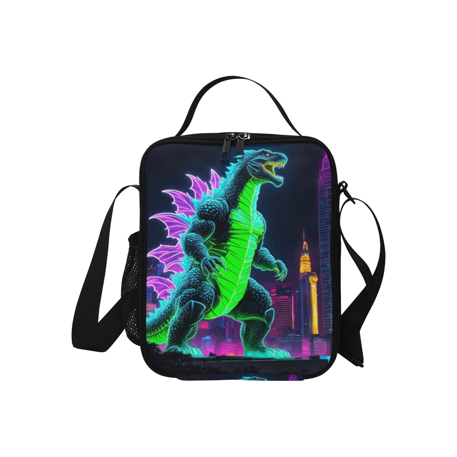Isolierte Lunch Tasche Für Kinder Zum Umhängen Godzilla Gojira Kaiju Art Japan Neon Comics von UrbanShopEU