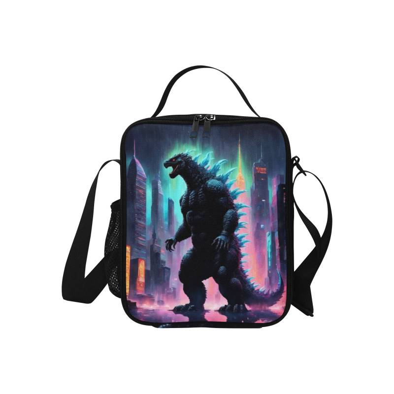 Isolierte Lunch Tasche Für Kinder Zum Umhängen Godzilla Gojira Kaiju Art Japan Neon von UrbanShopEU