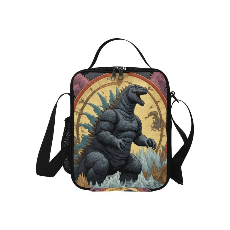 Isolierte Lunch Tasche Godzillas Box Godzilla Gojira Kaiju Art Retro Vintage Japan Comics Cartoon von UrbanShopEU