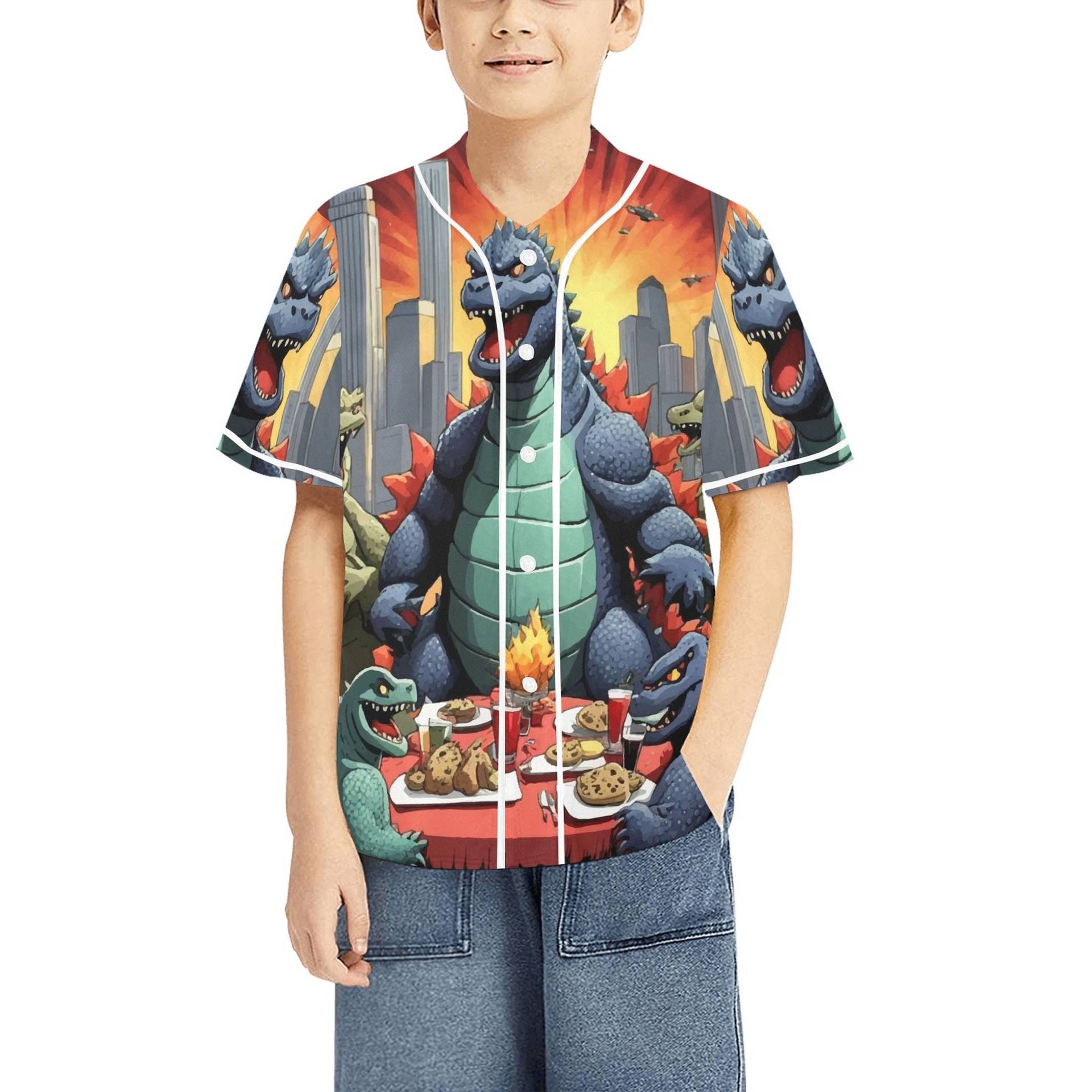 Kid's Basketball Jersey Godzilla Kaiju Gojira von UrbanShopEU