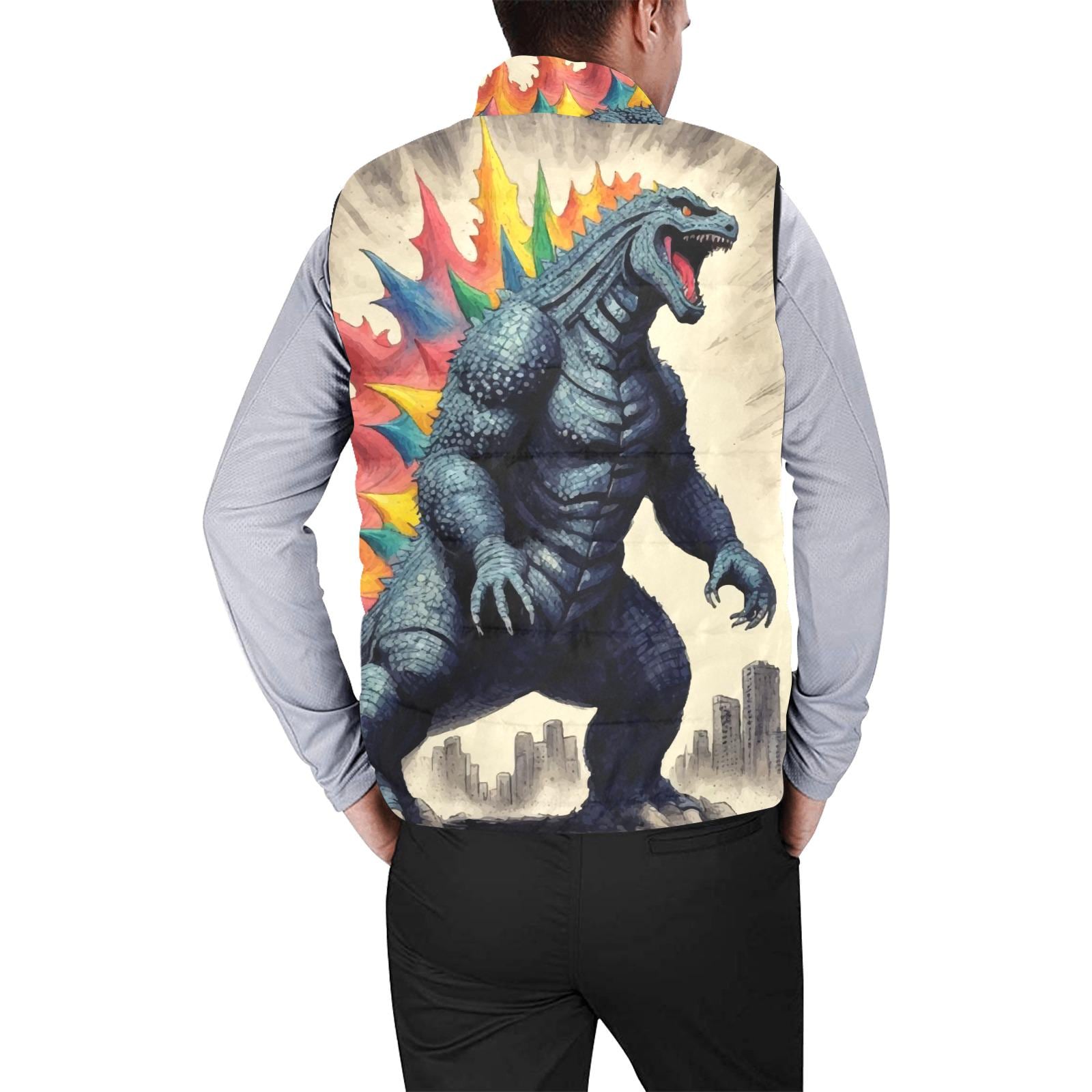 Weste Gepolsterte Godzilla Gojira Kaiju Buntstift Art Cartoon von UrbanShopEU