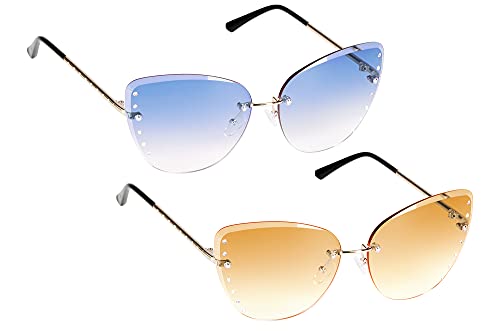 UrbanSky Sonnenbrille Sofia - 2er-Pack randlose Sonnenbrille Damen - Verlaufs-Tönung - Cat-Eye (Cool) von UrbanSky