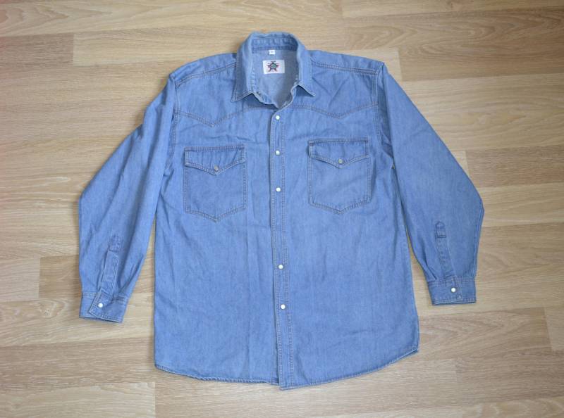 Ausverkauf Vintage Peak Performance Jeans Blau Minimalist Shirt 90Er Grunge Jacke Overshirt Boyfriend Geschenk Größe M Medium Biker von UrbanSpirits