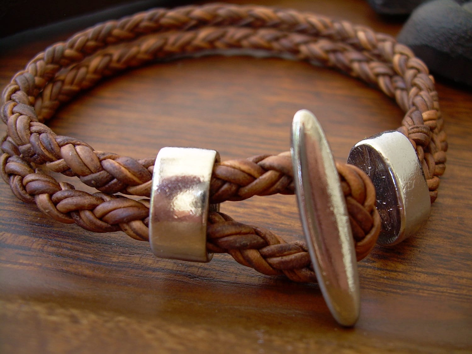 Herren Lederarmband, Braun Geflochtenes Ledermanschette Armband Herren Lederarmband, Braun Geflochtenes Ledermanschette Armband von UrbanSurvivalGearUSA