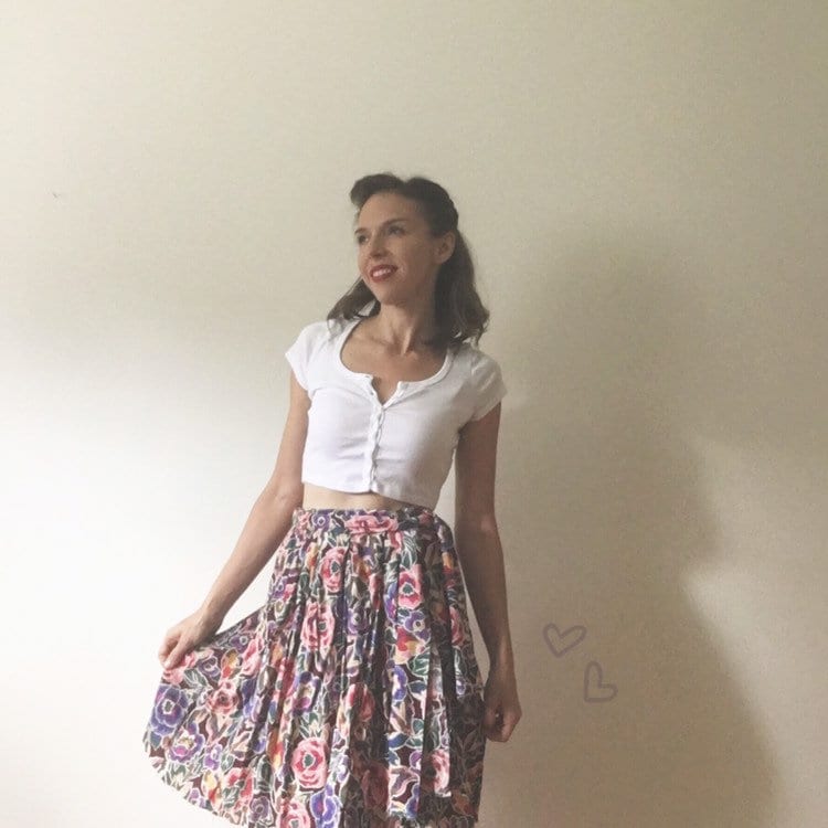 90Er-Jahre Farbenfroher Floraler Druckboden Skirt/Sash | Größe 8 Frauen M von UrbanTownVintage