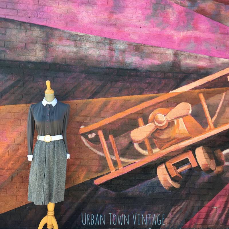 Jahrgang Kohle Grau Tweed Kleid | Größe Small/Medium von UrbanTownVintage