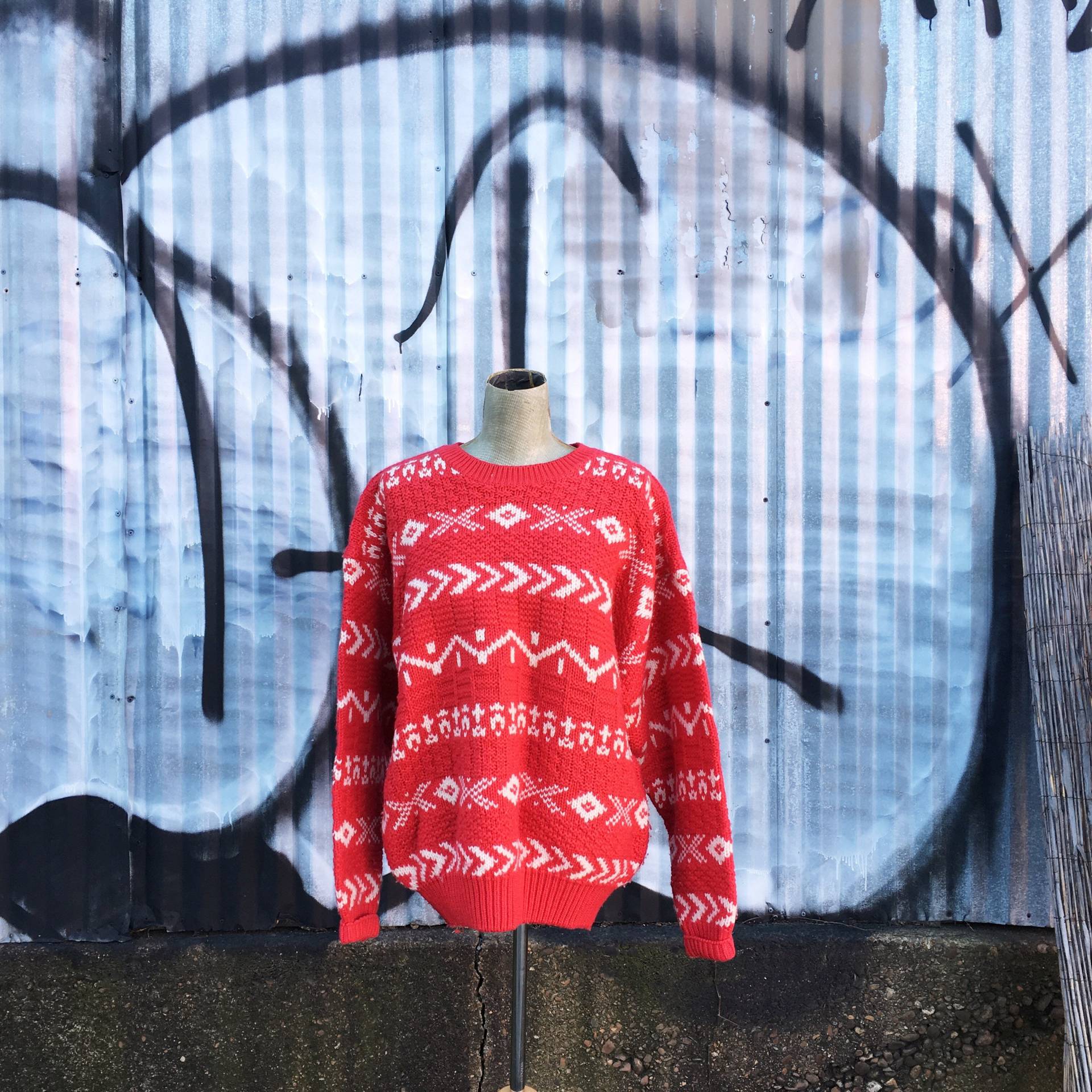 Vintage 1990Er Jahren Rot Grobstrick Pullover Wolle Lücke | Einheitsgröße von UrbanTownVintage