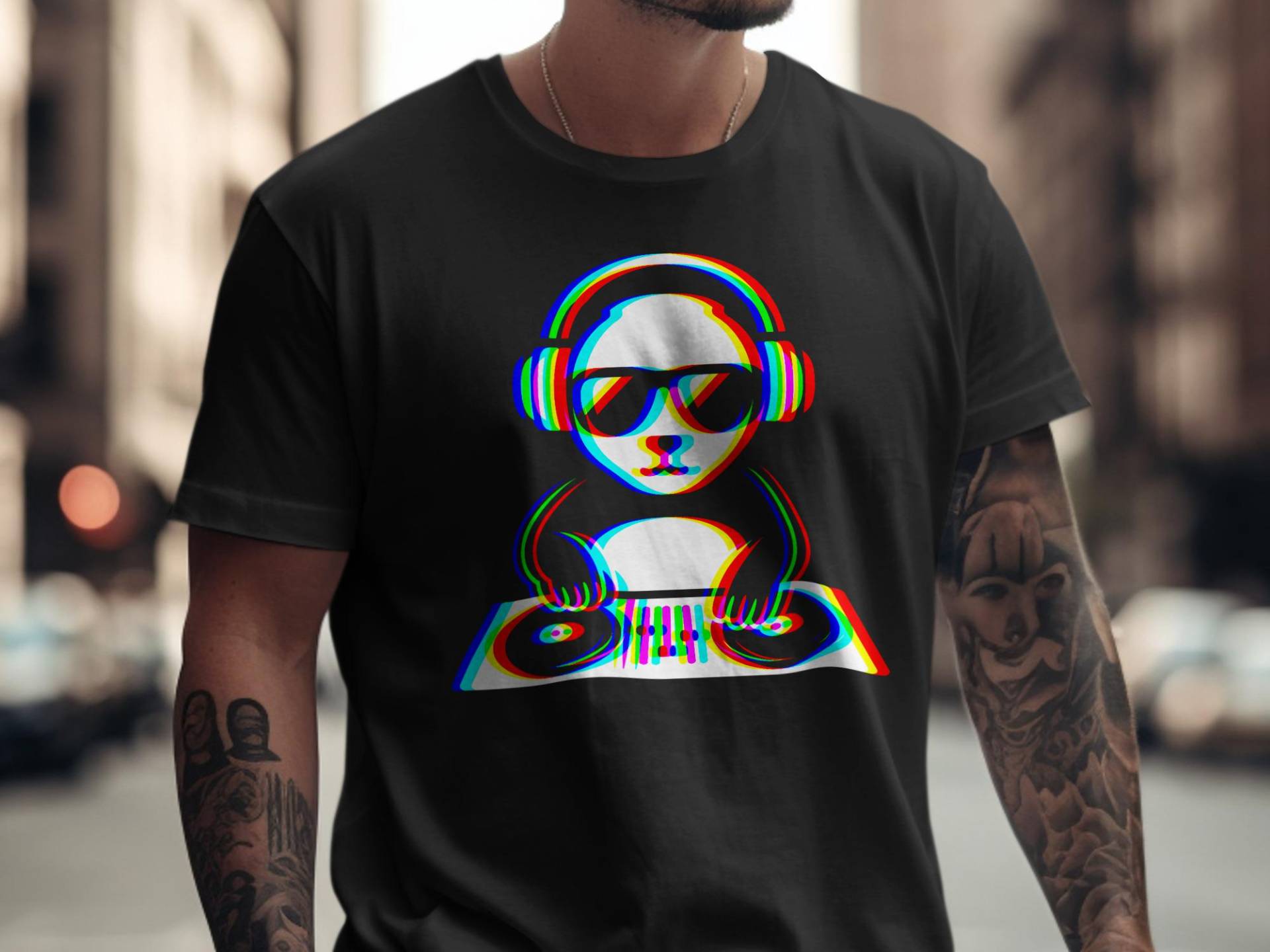 Dj Panda Glitch T-Shirt Trippy Edm Rave Grafik-T-Shirt von UrbanTreasureTees
