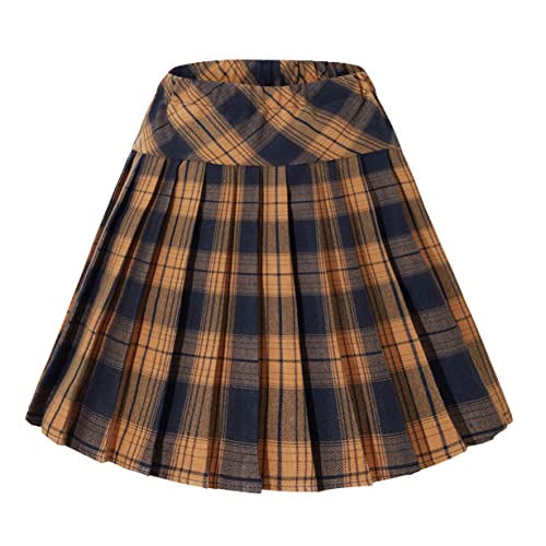 Damen Elastische Taille Plaid Plissee Rock Tartan Skater Schuluniform Mini Röcke, Serie 22, XX-Large von Urbancoco