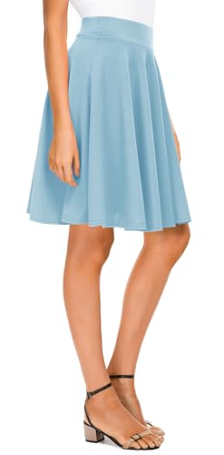 Urban CoCo Damen Basic Solid vielseitige dehnbaren informell Mini Skater Rock ¡" (XL, Hellblau-Lange) von Urban CoCo