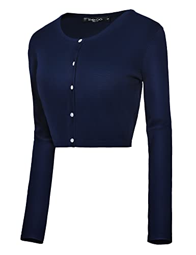 Damen Strickpullover mit Knopfleiste und Rundhalsausschnitt - Blau - Klein von Urban CoCo