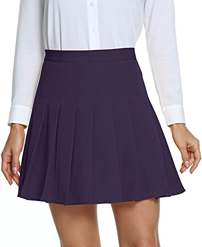 Urban CoCo Damen Faltenrock Hohe Taille Skater Tennis Schule Uniform Rock, violett, Groß von Urban CoCo