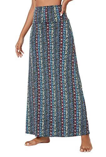 Urban CoCo Damen Stilvoller Spandex Bequemer Fold Over Flare Long Maxi Rock, #17, X-Groß von Urban CoCo