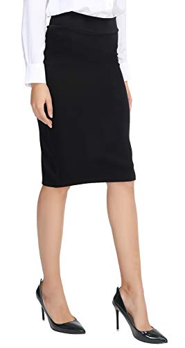 Urban Coco Damen Elastische Taille Stretch Bodycon Midi Bleistiftrock, Schwarz, XX-Large von Urban CoCo