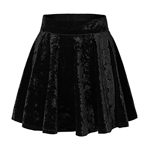 Urban Coco Damen Vintage Velvet Stretchy Mini Ausgestelltes Skater-Rock X-Large Series 2-Black von Urban CoCo