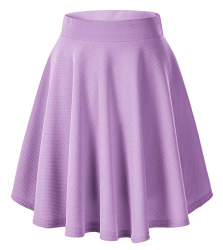 Urbancoco Damen Basic Solid vielseitige dehnbaren informell Mini Skater Rock ¡" (S, Lilac-Lange) von Urban CoCo