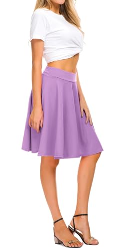 Urbancoco Damen Basic Solid vielseitige dehnbaren informell Mini Skater Rock ¡" (XL, Lilac-Lange) von Urban CoCo