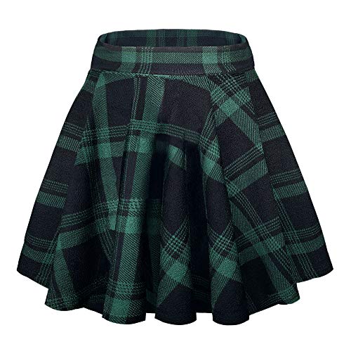 Damen Casual A Linie Hoch Taille Mini Rock Elegante Pull On Elastische Skater Kurz Röcke(XL, 18) von EXCHIC